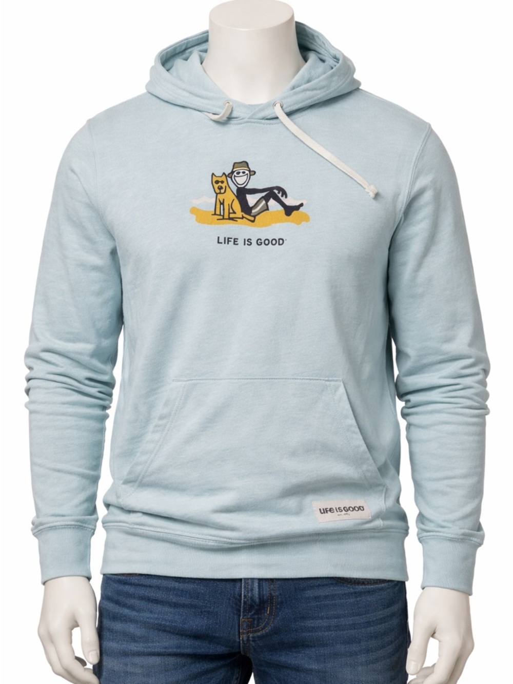 Life Is Good Men's Light Blue Graphic Pullover Hoodie